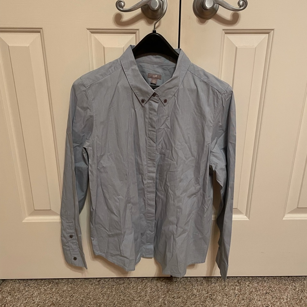 J.Jill Blue Button Front Button Down Collar Shirt - image 1